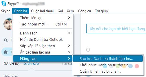  Di chuyển danh bạ sang tài khoản mới