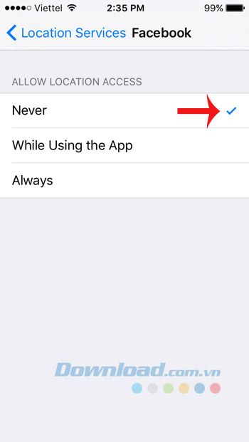 Vô hiệu hóa định vị vị trí trên Facebook