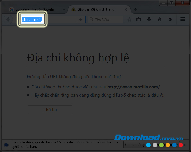 Giao diện chính của Firefox