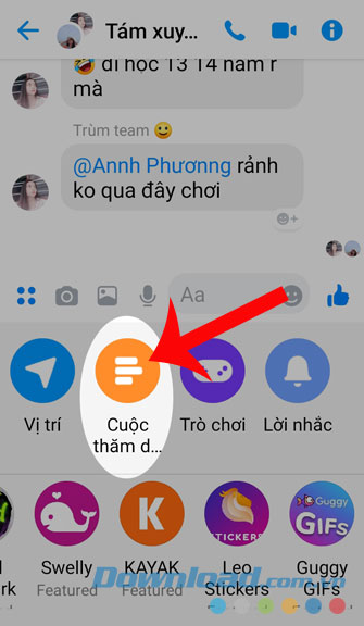 Chọn mục Cuộc khảo sát