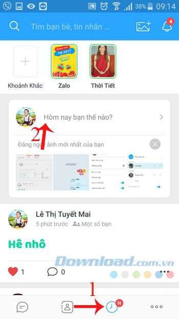 Tạo nhật ký trên Zalo