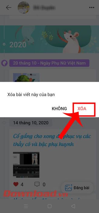 Chạm vào nút Xóa