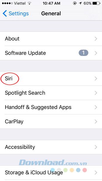 Bật Siri