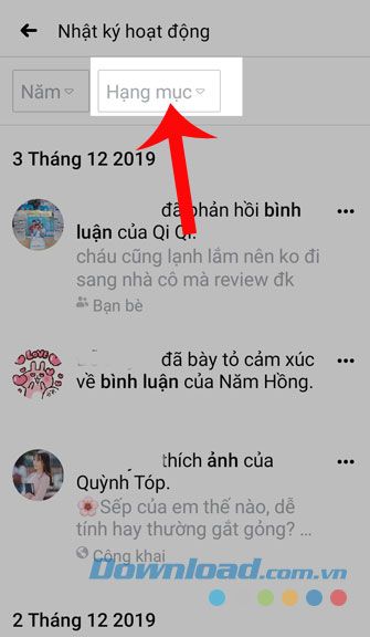 Chọn ô Hạng mục