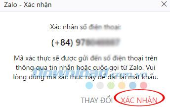 Xác nhận số điện thoại