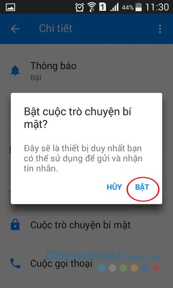 Kích hoạt trò chuyện ẩn danh