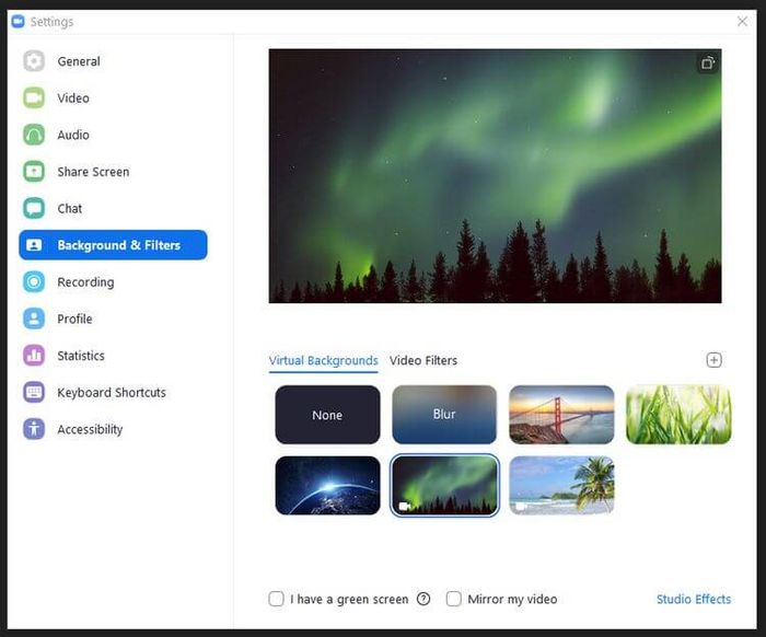 Cài đặt bộ lọc & hình nền cho Zoom
