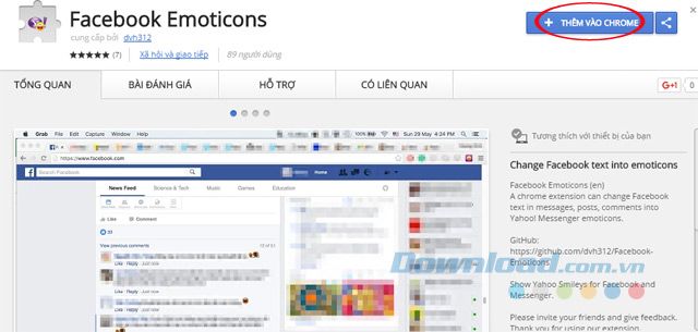 Thêm Facebook Biểu tượng cảm xúc