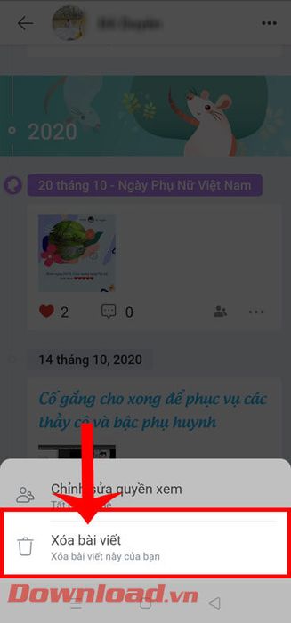 Chọn Xóa bài viết