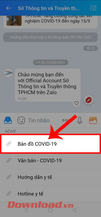 Nhấn vào mục Bản đồ Covid-19