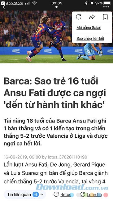 Các lựa chọn với bài viết