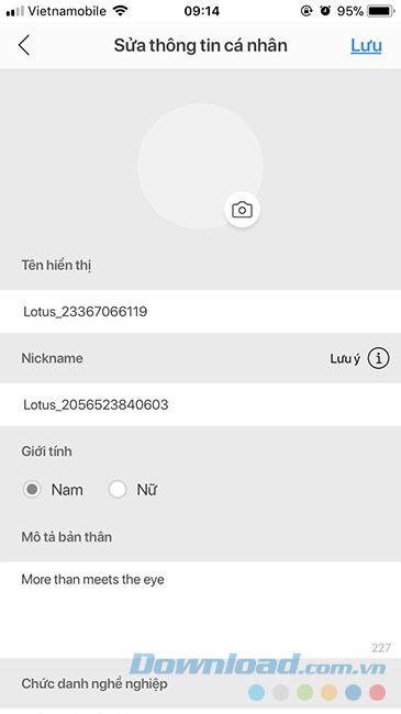 Chỉnh sửa thông tin cá nhân trên Lotus