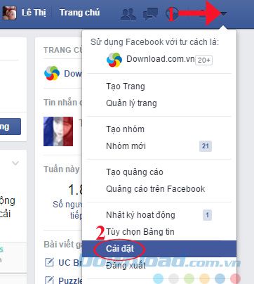 Cài đặt tài khoản Facebook