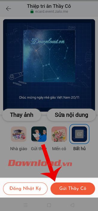 Bấm nút Đăng lên trạng thái hoặc Gửi cho thầy cô