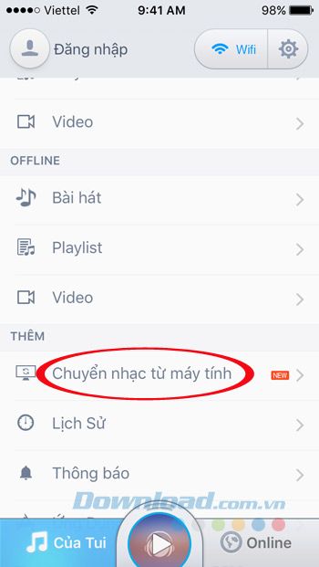 Sao chép nhạc từ máy tính