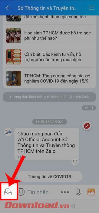 Chạm vào biểu tượng tiện ích