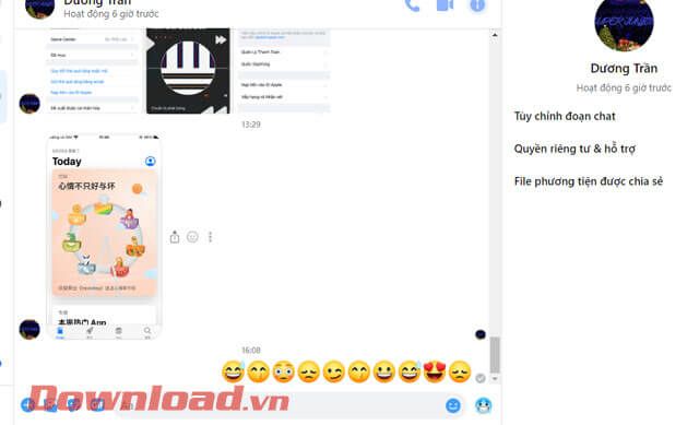Gửi biểu tượng trò chuyện trên Messenger của Facebook