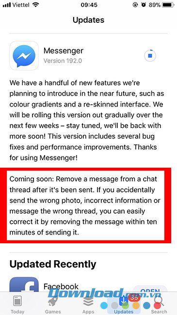 Facebook Messenger có bản cập nhật mới