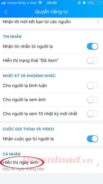 Hiển thị ngày sinh