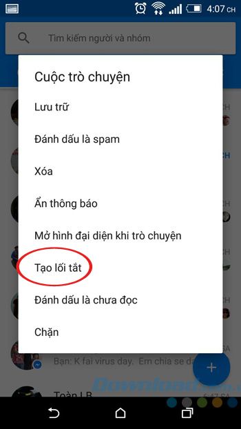 Tạo lối tắt cuộc trò chuyện