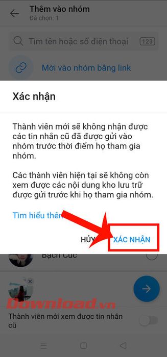 Bấm vào nút Xác nhận