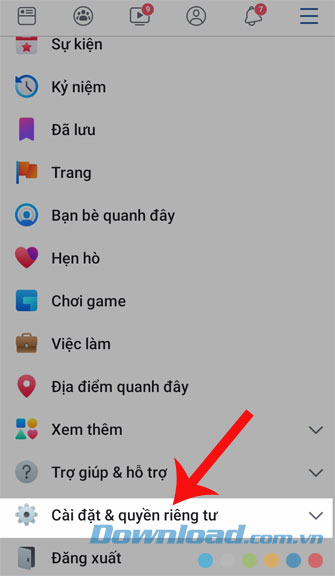 Ấn vào Cài đặt & quyền riêng tư
