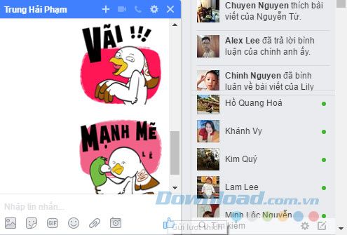 Gửi Sticker cho bạn bè