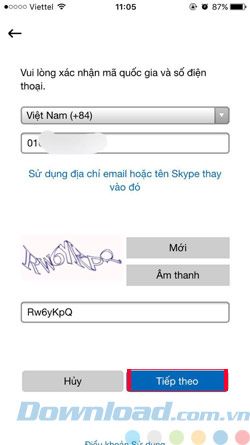 Nhập mã captcha