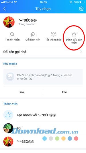 Đánh dấu bạn thân