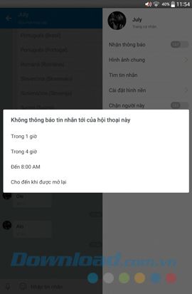 Thời gian tắt thông báo