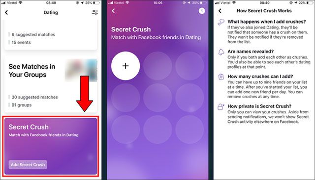 Tính năng Secret Crush trong danh sách bạn bè
