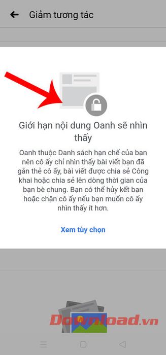 Chọn Giới hạn nơi xuất hiện nội dung