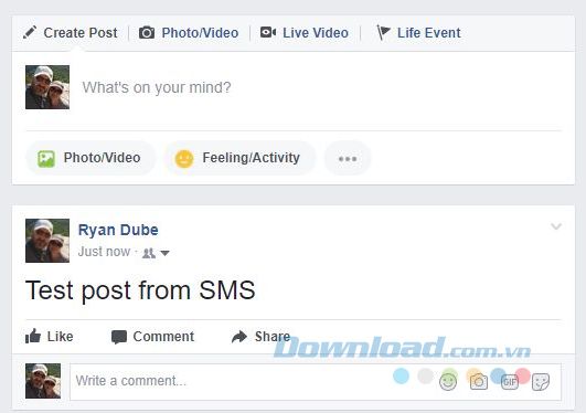 Đăng bài lên Facebook qua SMS