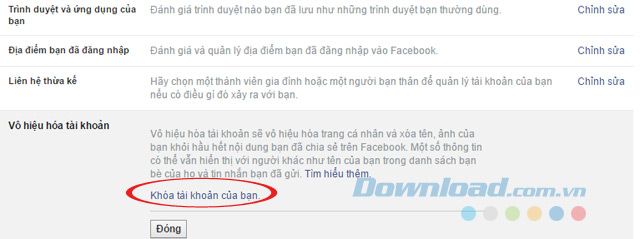 Khóa tài khoản trên Facebook