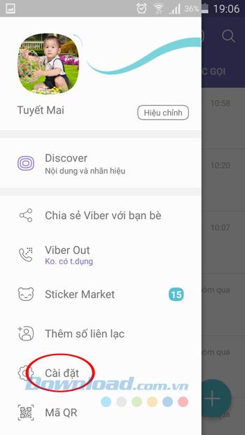 Cài đặt trong Viber