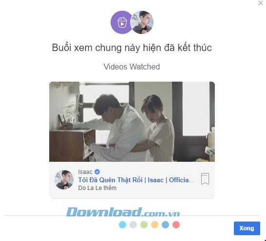 Hoàn tất việc kết thúc xem video chung trên Facebook