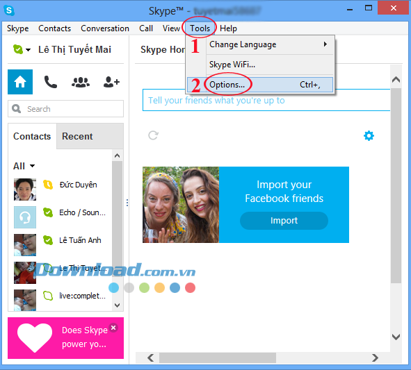 Cách che giấu thông báo khi đang nhập ký tự khi trò chuyện trên Skype