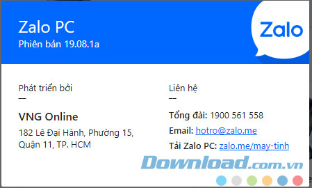 Thông tin về ứng dụng Zalo trên máy tính