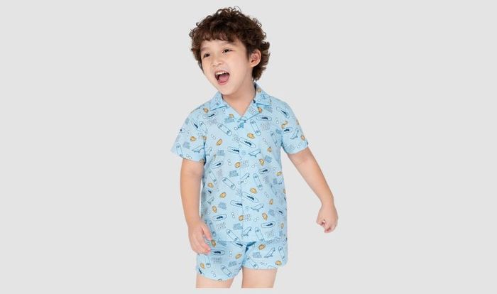 Bộ Pyjama cho bé trai Canifa mã sản phẩm 2LS21S014-FB322 màu xanh có chất liệu thoáng mát