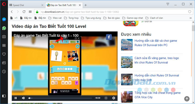 Xem video trên trình duyệt Opera