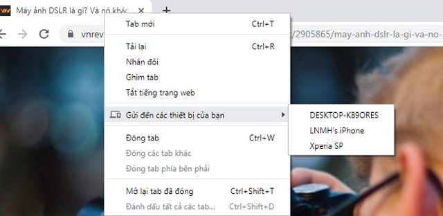 Chuyển trang web bạn đang xem trên máy tính lên điện thoại