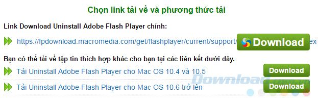 Chọn đường link để tải về