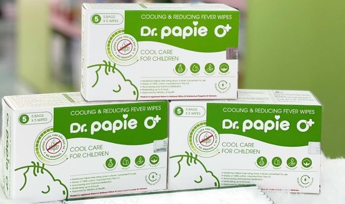 Khăn giảm sốt Dr.Papie cho bé từ 0 tháng (Hộp 5 cái)