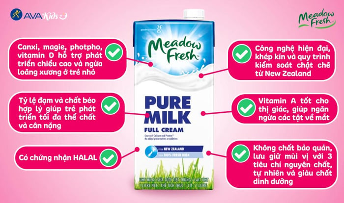 Sữa tươi tiệt trùng nguyên kem Meadow Fresh