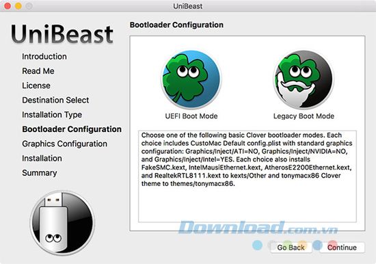 Chọn Bootloader Options