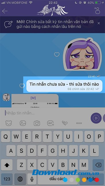 Gửi lại tin nhắn Viber sau khi đã chỉnh sửa