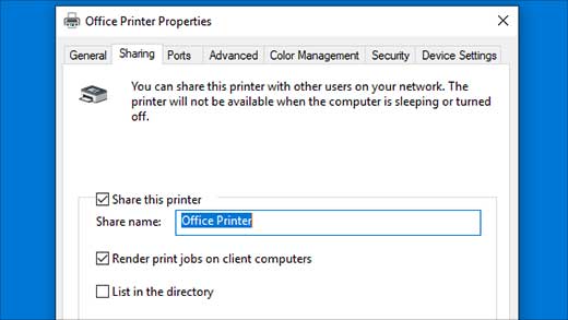 Chia sẻ máy in trên Win 10