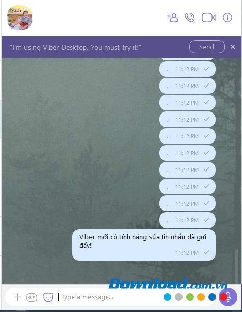 Lựa chọn tin nhắn Viber cần sửa