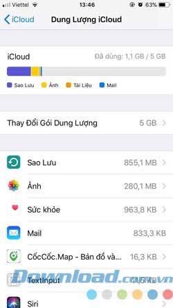 Sao lưu trên iCloud