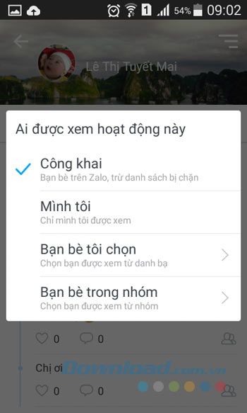 Chọn chế độ xem nhật ký